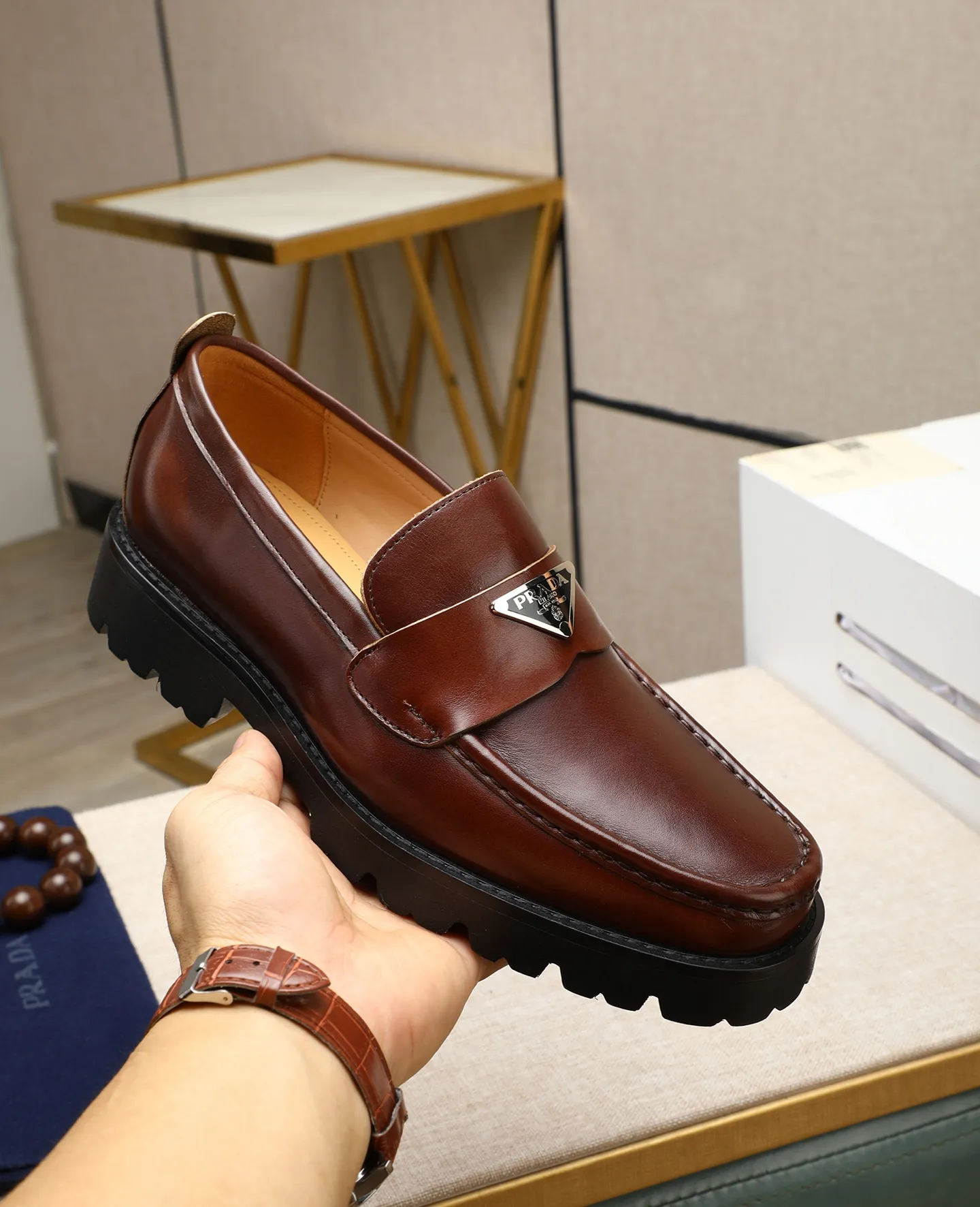 Men's men's shoes 💰540 (water-dyed cow leather) 📛📛PRADA high-end counter's latest formal business leather shoes 👔original and highest quality! Imported from Italy🇮🇹First layer calfskin fabric➕Cowhide lining Original outsole Formal size: 38➖45